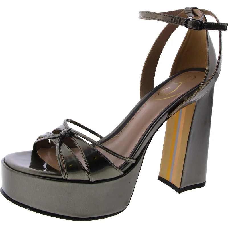 Sam Edelman Womens Kamille Faux Leather Ankle Strap Platform Sandals