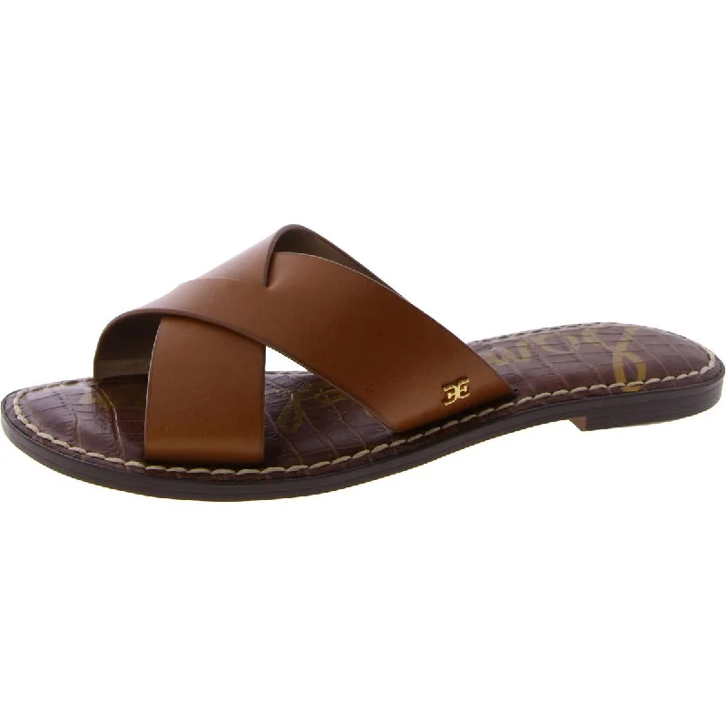 Sam Edelman Womens Leather Flat Slide Sandals