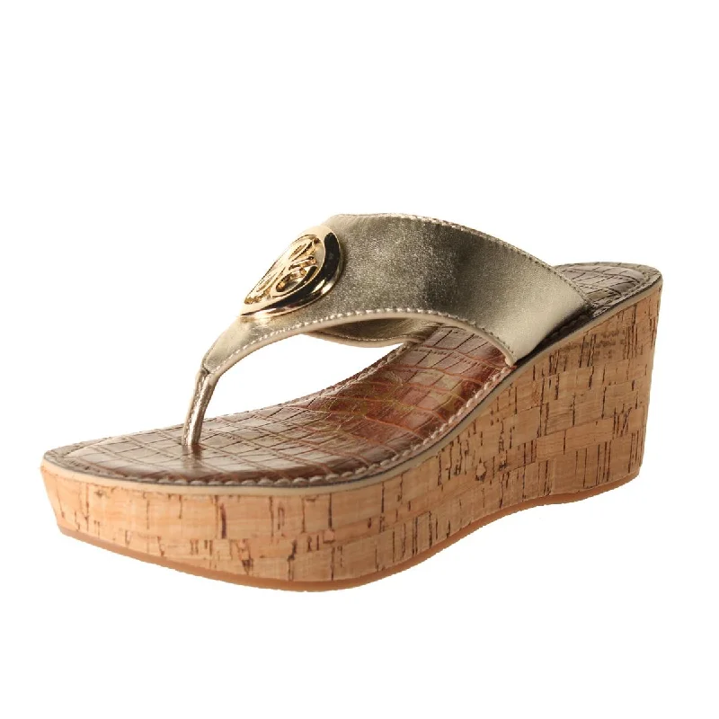 Sam Edelman Womens Ruth Leather Slide Wedge Sandals