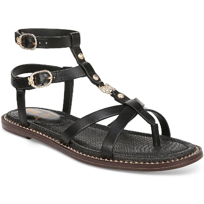 Sam Edelman Womens Talya Faux Leather Ankle Strap Thong Sandals