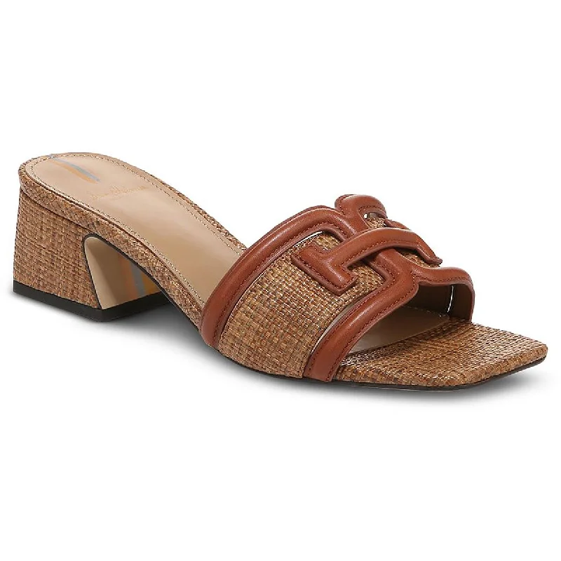 Sam Edelman Womens Waylon Leather Trim Raffia Mules