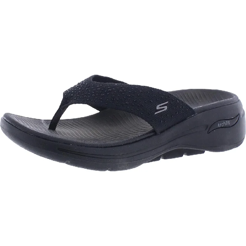 Skechers Womens Go Walk Arch Fit Dazzle Toe Post Thong Sandals