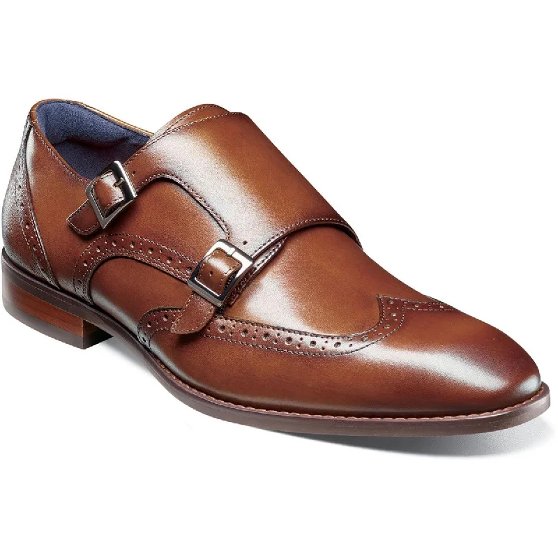 Stacy Adams Mens Karson Leather Brogue Monk Shoes