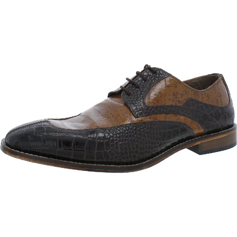 Stacy Adams Mens Leather Animal Print Oxfords