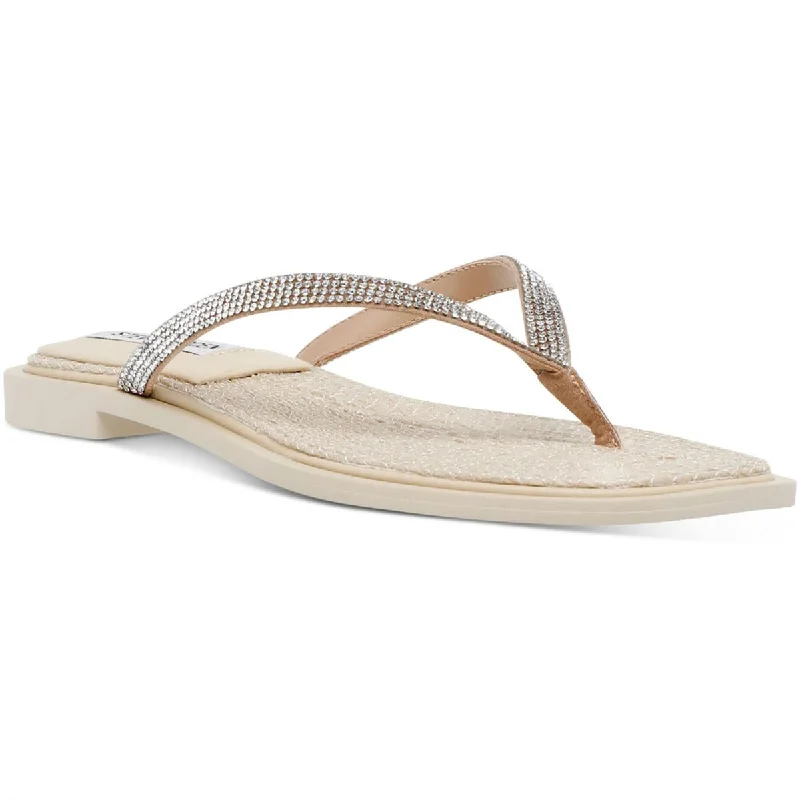 Steve Madden Womens Abela Faux Leather Thong Flip-Flops