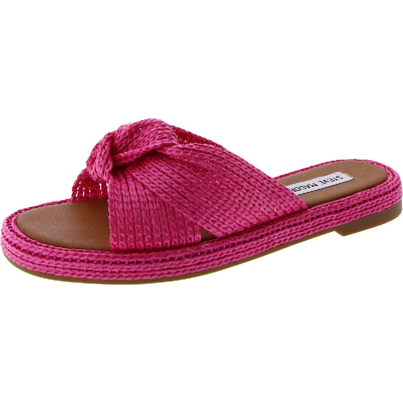 Steve Madden Womens Ansle Slip-On Twist Slide Sandals