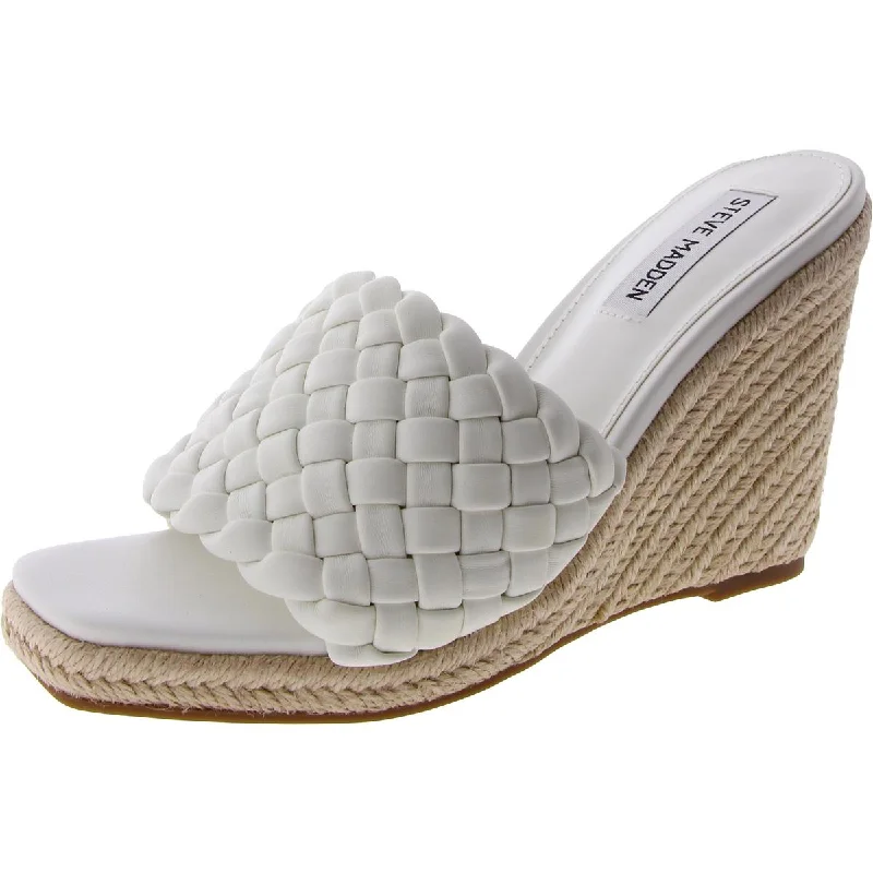 Steve Madden Womens Udele Braided Slip-On Wedge Sandals