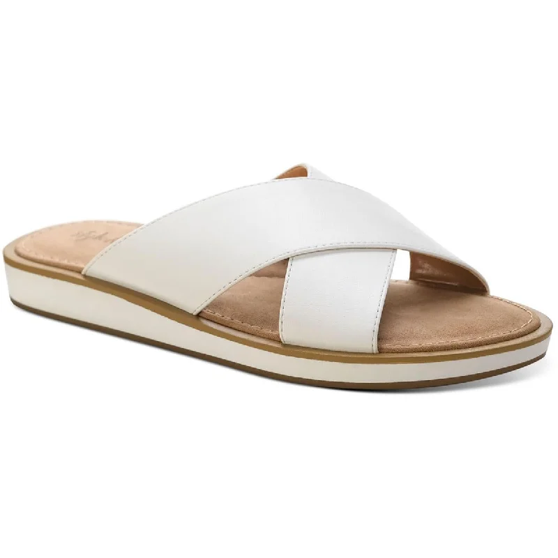 Style & Co. Womens Melodyy Faux Leather Comfort Insole Slide Sandals