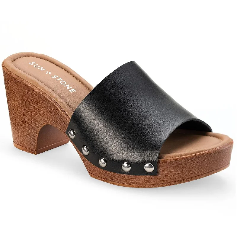 Sun + Stone Womens Alina  Slip On Slides Platform Sandals