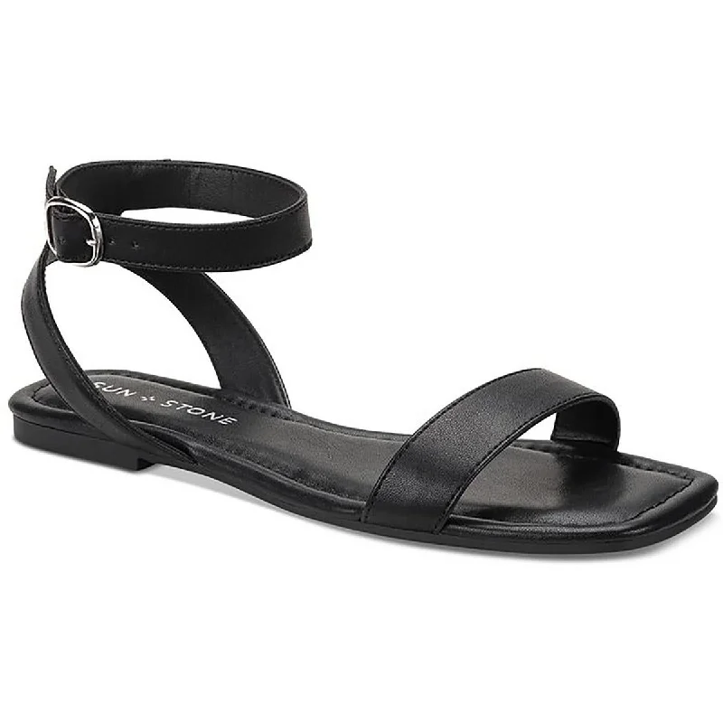 Sun + Stone Womens Faux Leather Buckle Ankle Strap