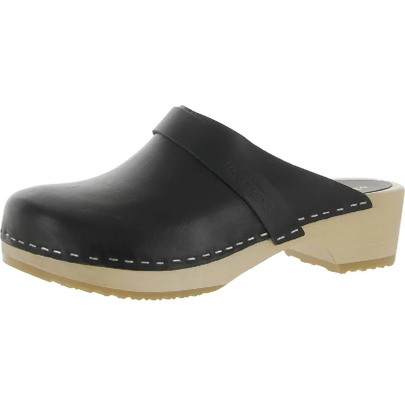 Swedish Hasbeens Womens Swedish Husband Leather Slip-On Clogs