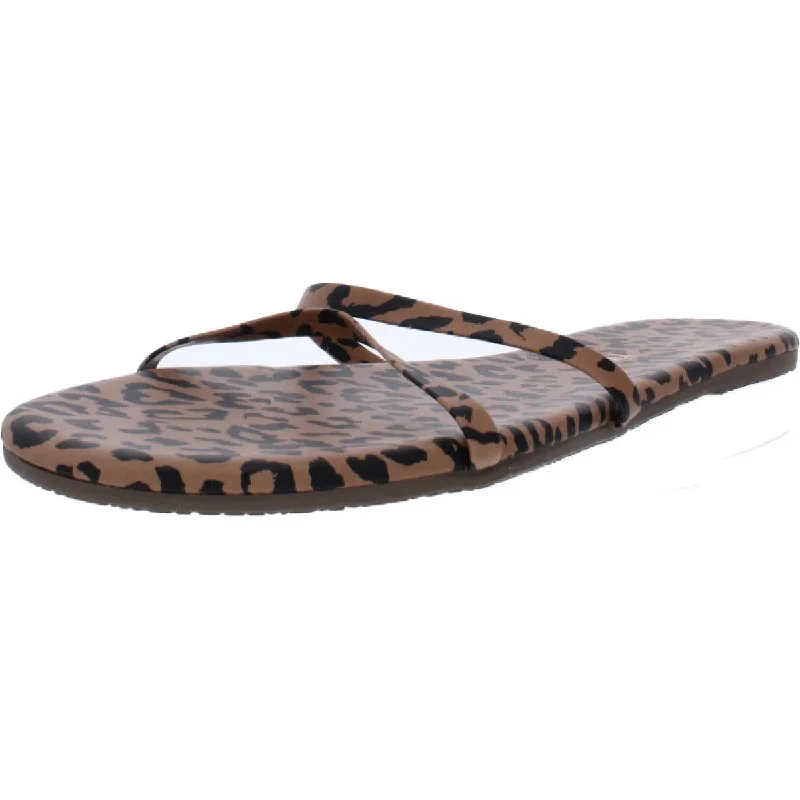 Tkees Womens Gemma Exotic Faux Leather Animal Print Slide Sandals