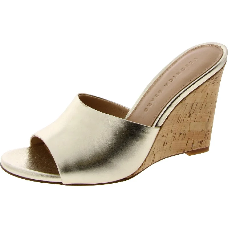 Veronica Beard Womens DALI SINGLE Leather Round toe Wedge Sandals