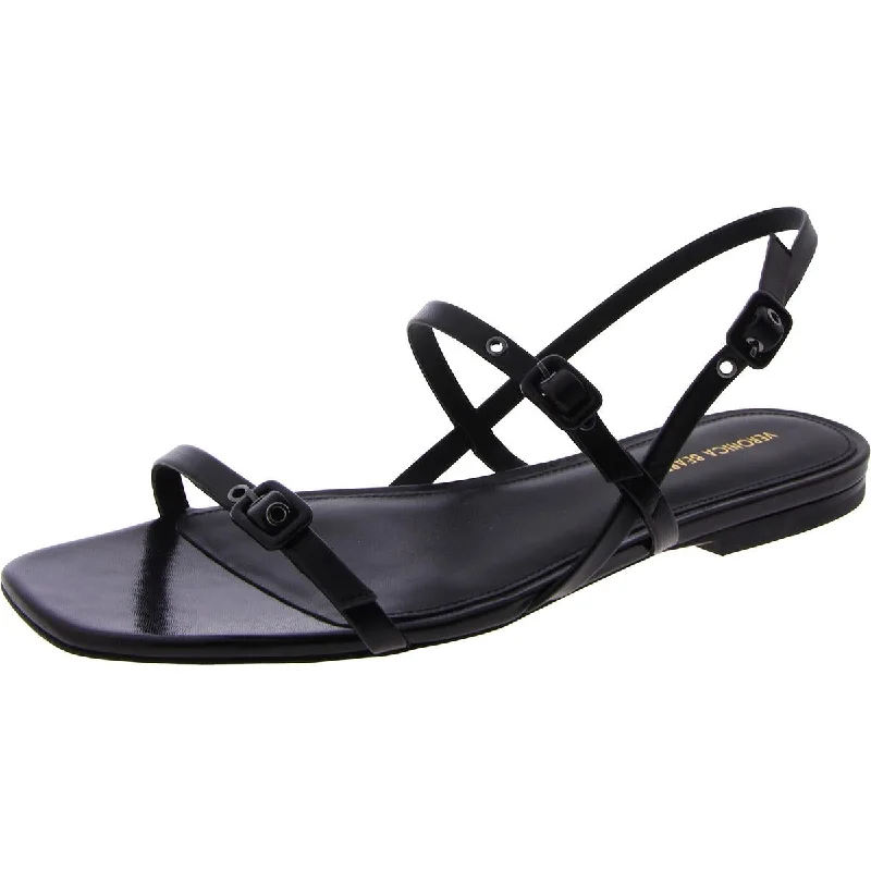 Veronica Beard Womens Malinda Faux Leather Ankle Strap Slingback Sandals