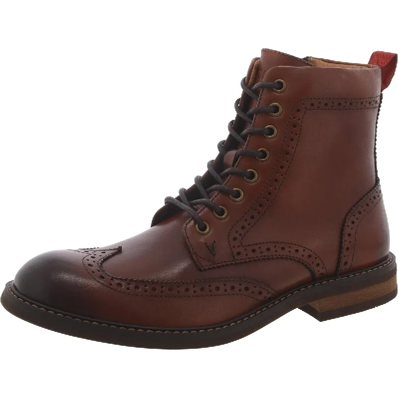 Vionic Mens Bowery Wesley Leather Lace-Up Combat & Lace-Up Boots