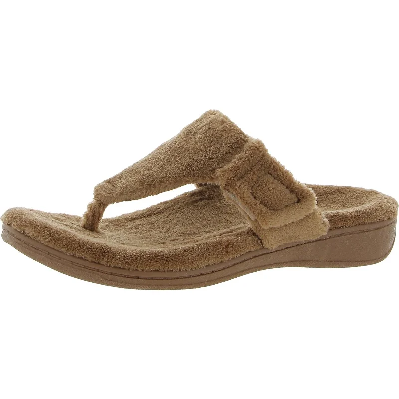 Vionic Womens Forever Terry Cloth Flip-Flop T-Strap Sandals