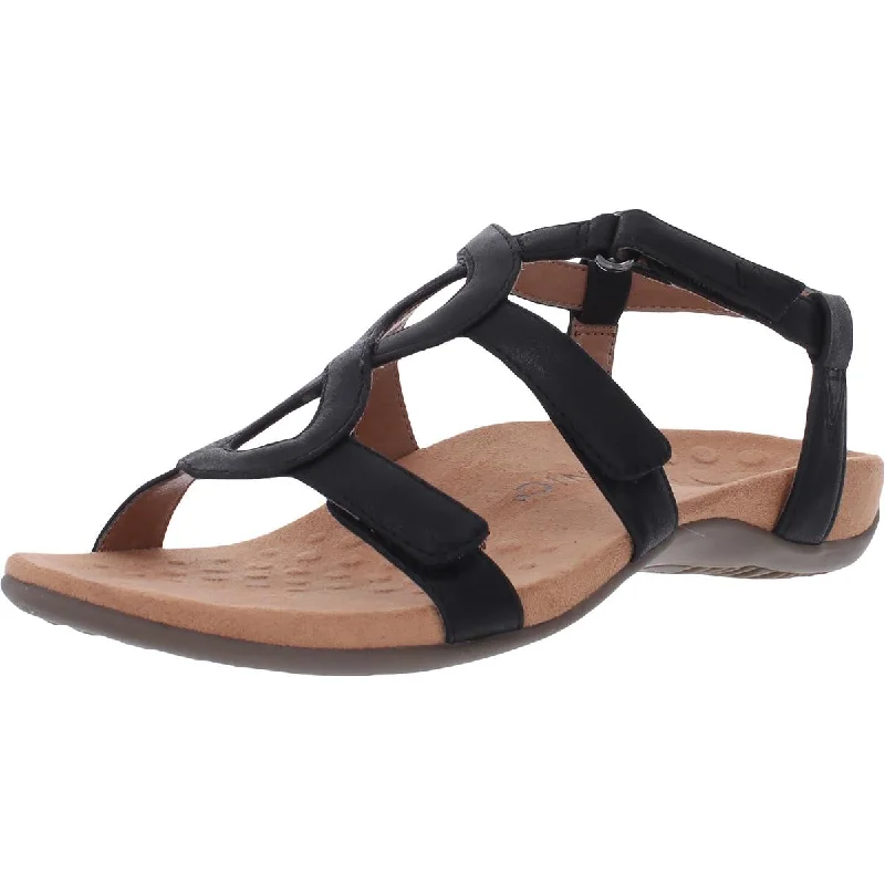 Vionic Womens Jodie Faux Leather Ankle Strap Footbed Sandals