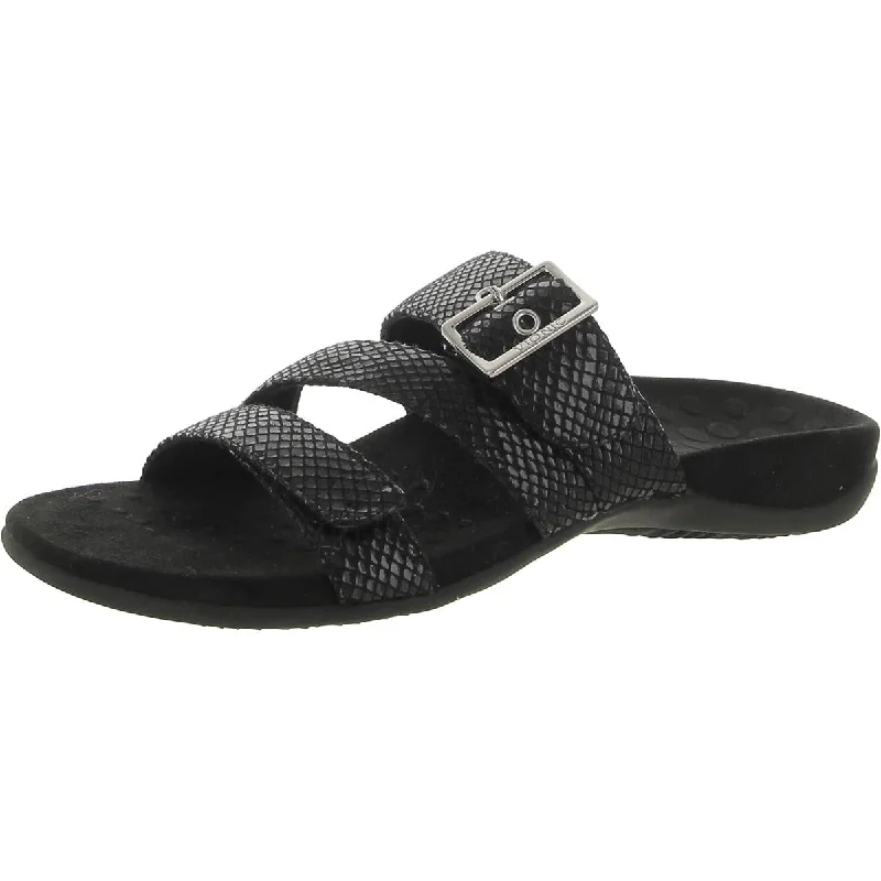 Vionic Womens Skylar Faux Leather Strappy Slides