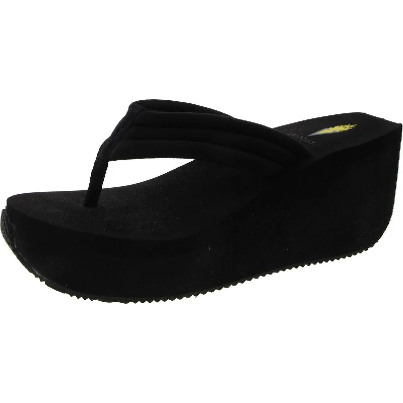 Volatile Womens Wedge Heel Flip-Flops