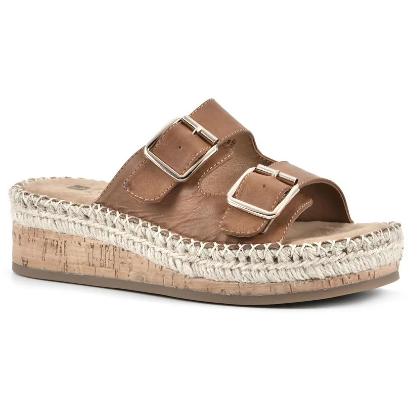 White Mountain Womens Capture Faux Leather Slip On Espadrilles