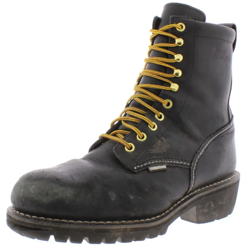 Work America Mens Leather Logger Work Boots