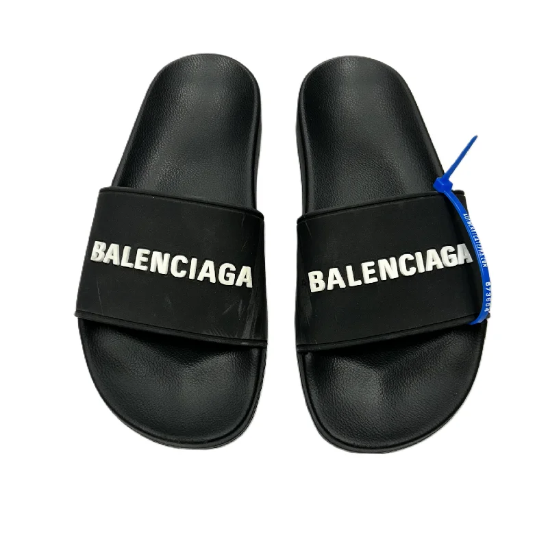 Black & White Sandals Luxury Designer By Balenciaga, Size: 7