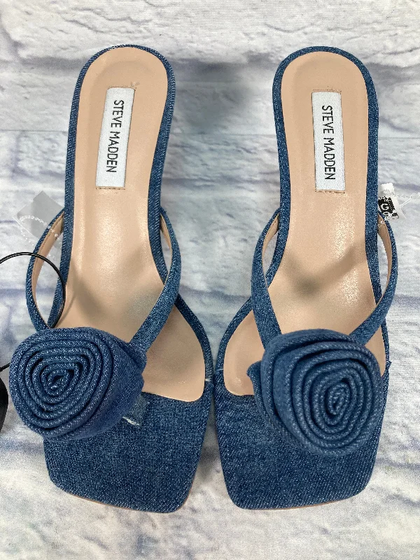 Blue Sandals Heels Block Steve Madden, Size 9