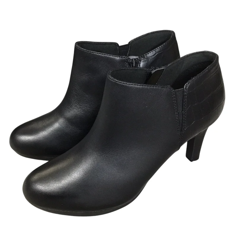 Boots Ankle Heels By Clarks In Black, Size: 7.5