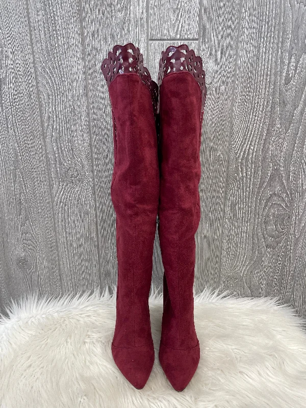 Boots Knee Heels By Shoedazzle In Red, Size: 8.5