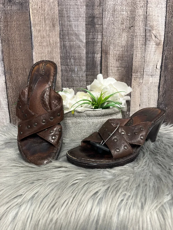 Brown Sandals Heels Block Born, Size 10