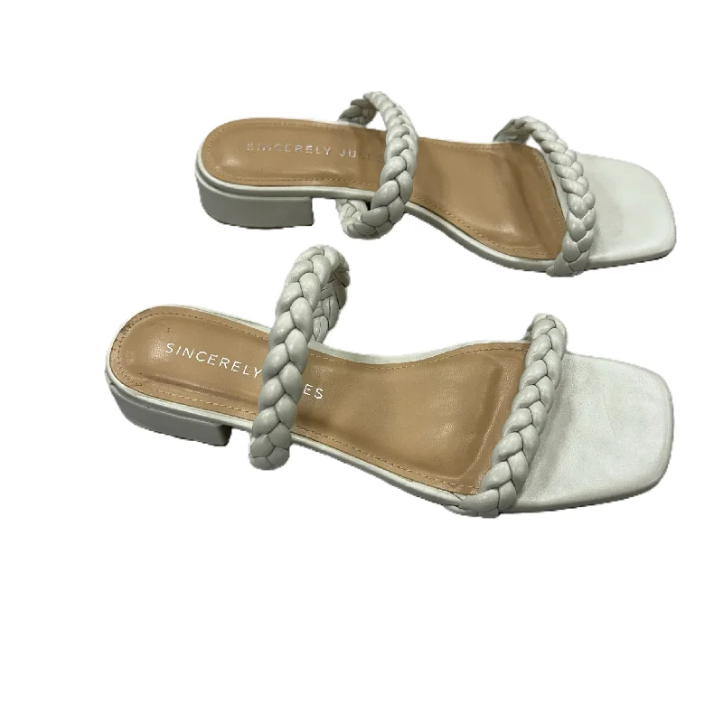 Cream Sandals Heels Block By Sincerly Jules, Size: 9.5