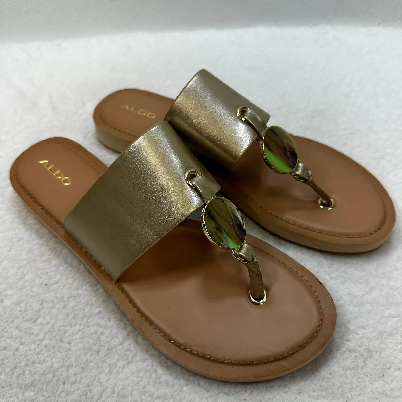 Gold Sandals Flip Flops Aldo, Size 9