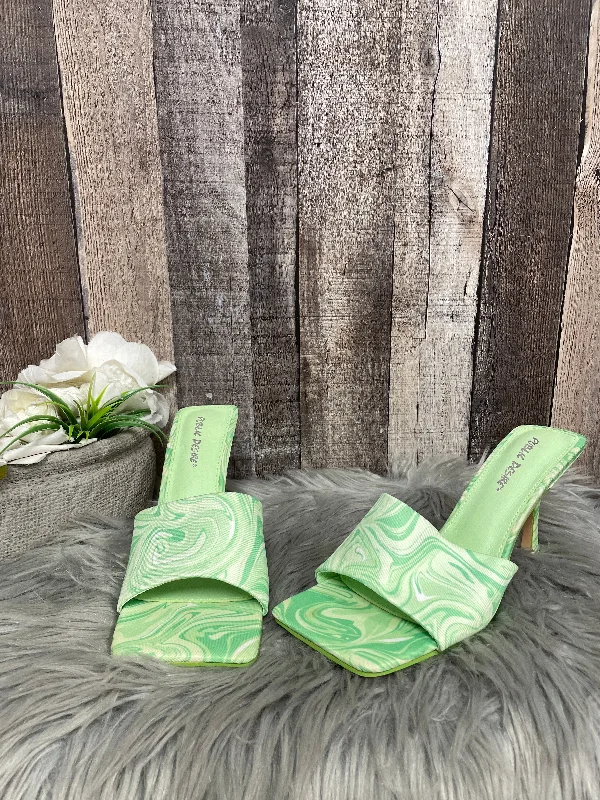 Green Sandals Heels Stiletto Cme, Size 7