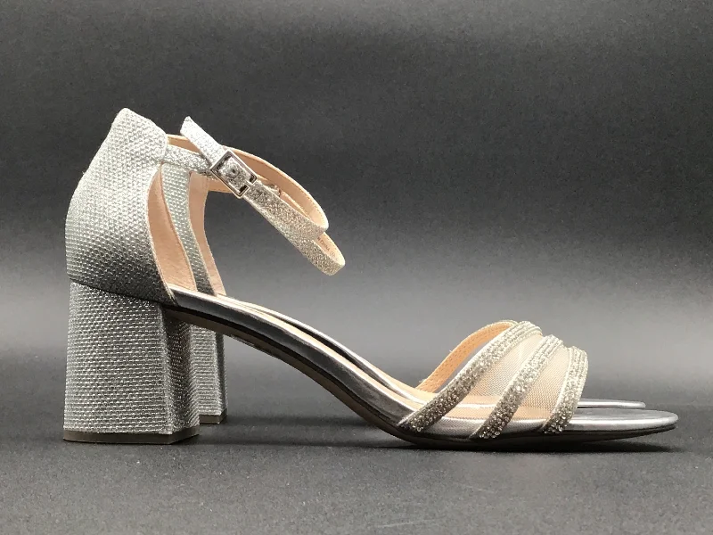 Silver Sandals Heels Block Nina, Size 11