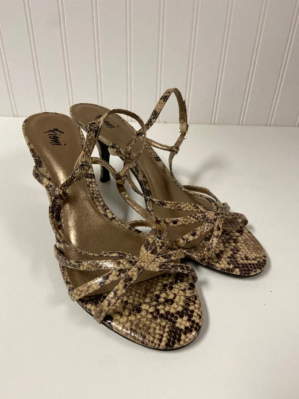 Snakeskin Print Sandals Heels Stiletto Fioni, Size 10