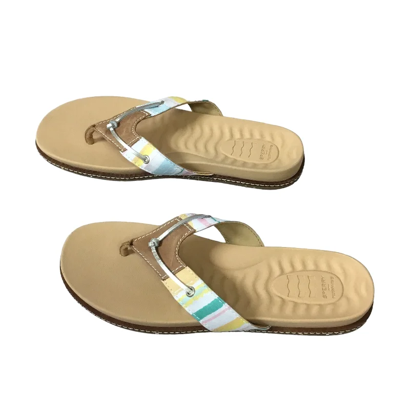 Tan Sandals Flip Flops Sperry, Size 10