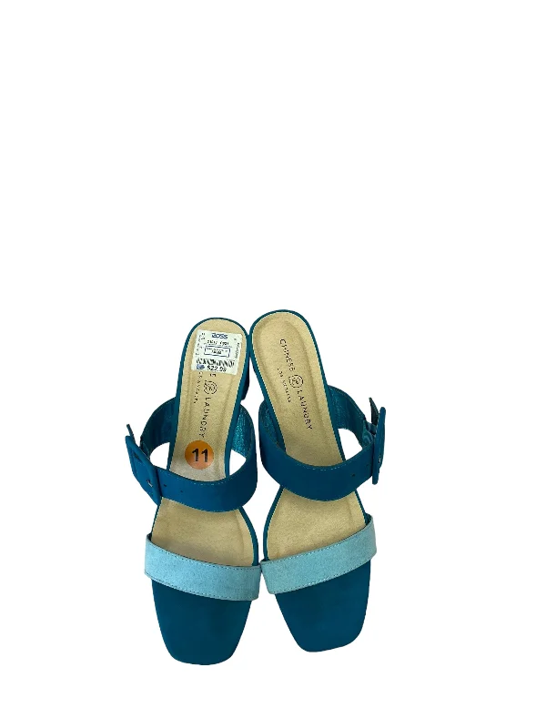 Teal Sandals Heels Block Chinese Laundry, Size 11