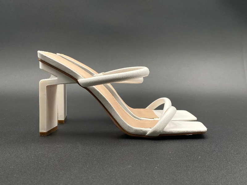 White Sandals Heels Stiletto Forever 21, Size 7