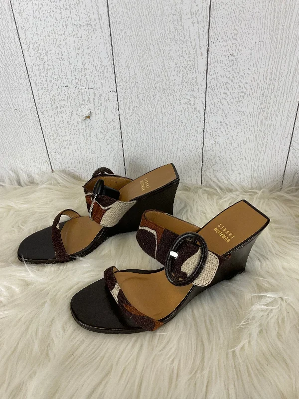 Brown Sandals Designer Stuart Weitzman, Size 8