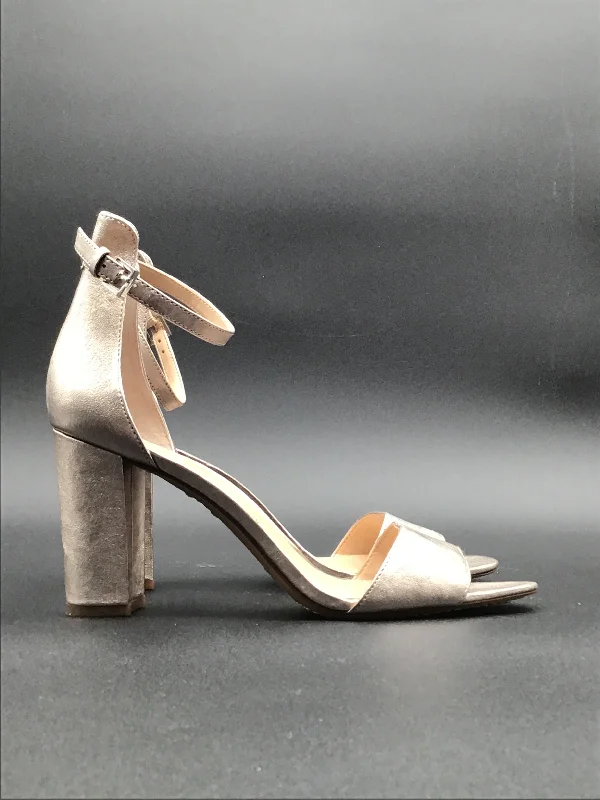 Gold Sandals Heels Block Vince Camuto, Size 9.5