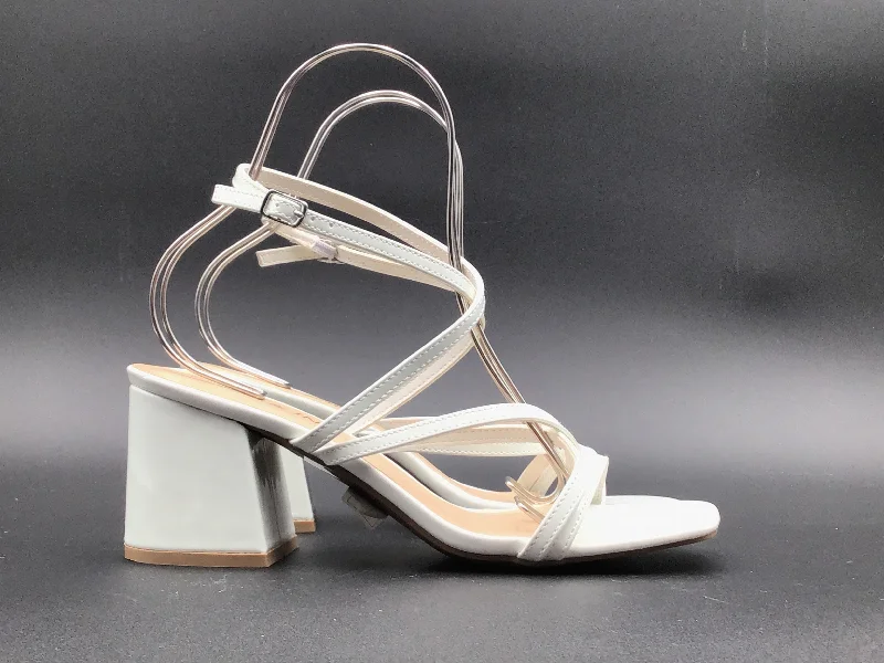 White Sandals Heels Block Shein, Size 9