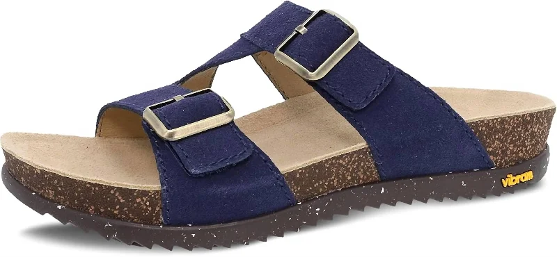Dayna Sandal In Navy Distressed Leather Shoe Style  