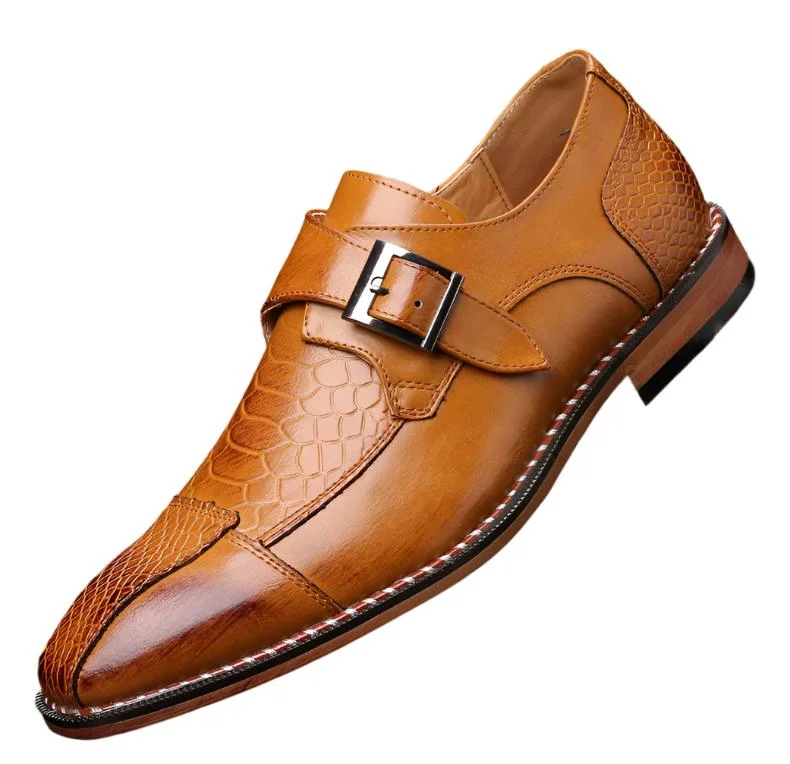 Single Buckle  - Men's Monkstrap  Dress shoes Leather Driving Shoe Style  