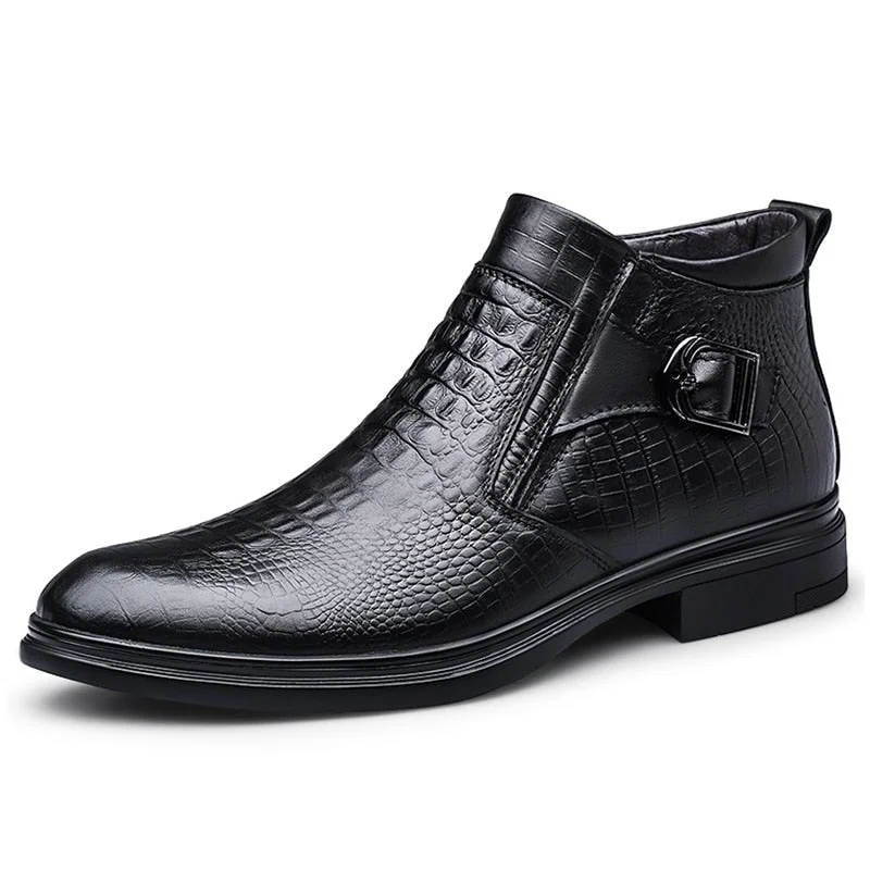 The MVVT - Crocodile/Alligator Print Leather Ankle Boots Cowboy Boot Western Style  