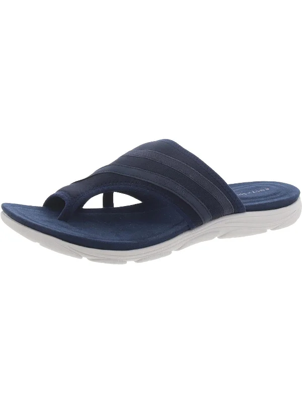Womens Toe Loop Slip On Slide Sandals Two - Tone Shoe Design  